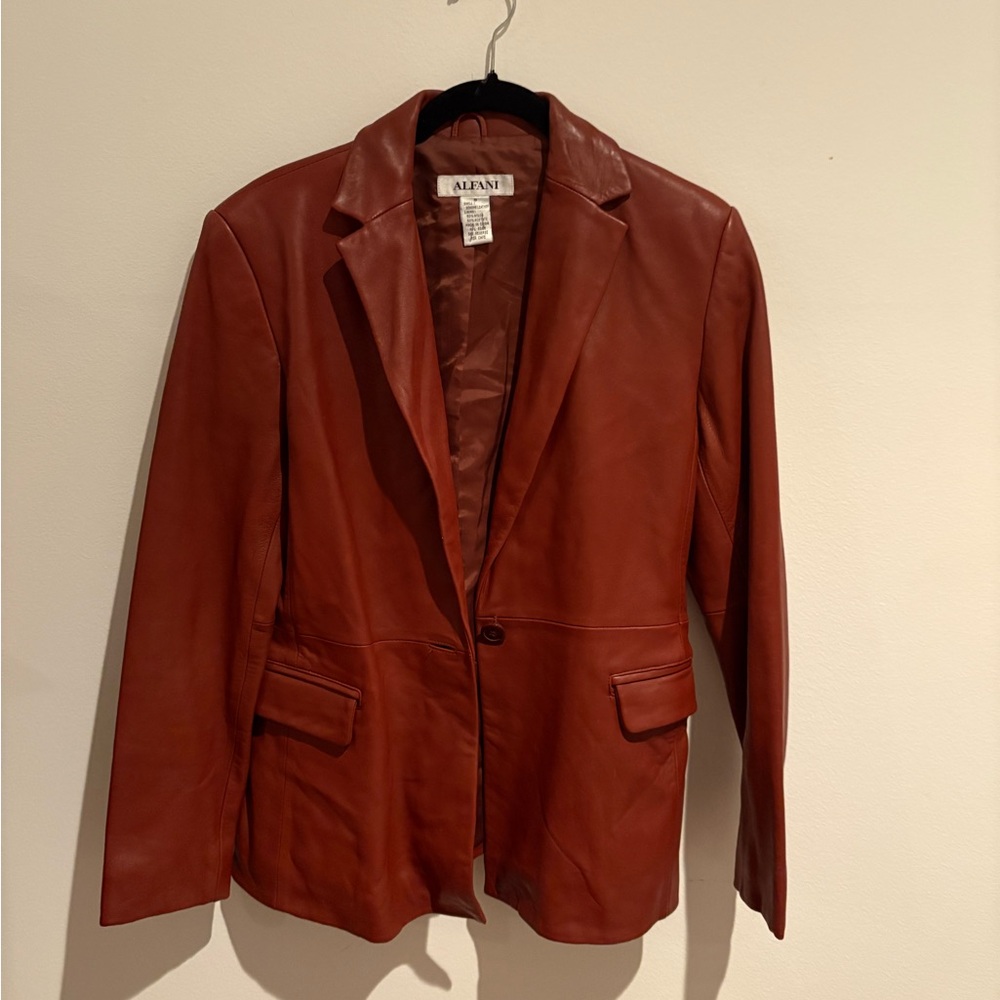 Alfani Brown Leather Blazer